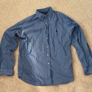 Ralph Lauren Blue and Black Striped Button Down Shirt